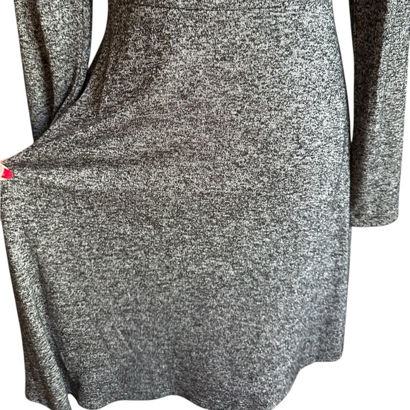 Loft Black Gray Long Sleeve Front Twist Midi Flowy Dress Size S - Picture 7 of 17